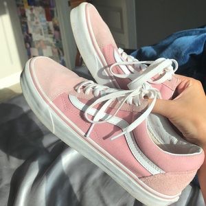pink and white vans shoes